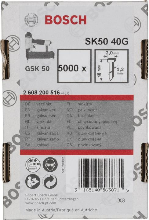 Produktbild Bosch Professional Zubehör Senkkopf-Stift SK50 40G, 1,2 mm, 40 mm, verzinkt