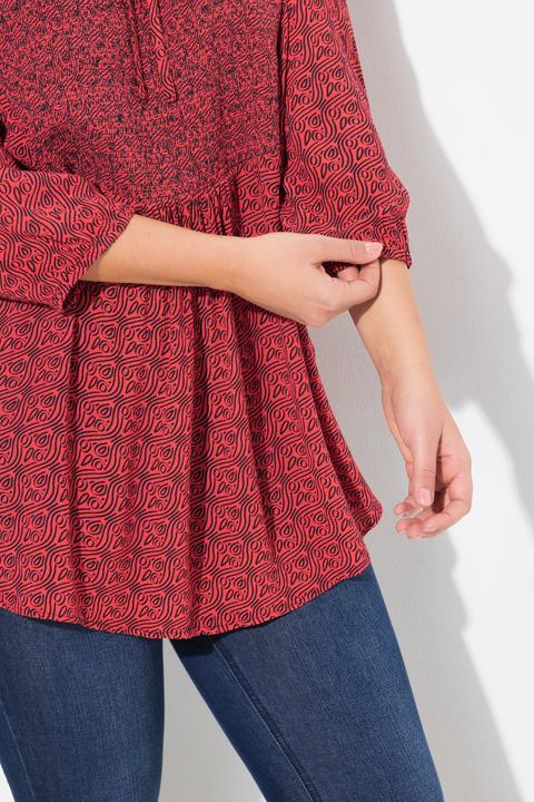 Produktbild Ulla Popken Bluse, A-Linie, Smok-Einsatz, farbiges Minimalmuster (50, 52)