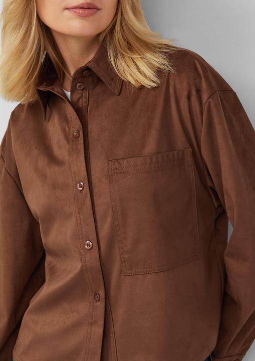 Immagine prodotto s.Oliver Bluse Verkürzte Hemdbluse in Velours-Optik (40)