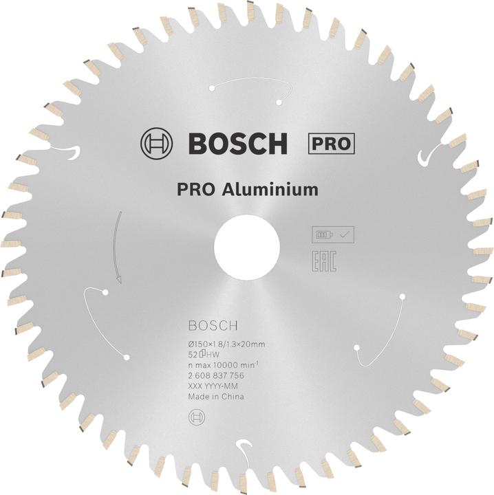 Productafbeelding Bosch Professional Zubehör Cirkelzaagblad Standaard voor Aluminium, 150x1,8/1,3x20, 52 tanden