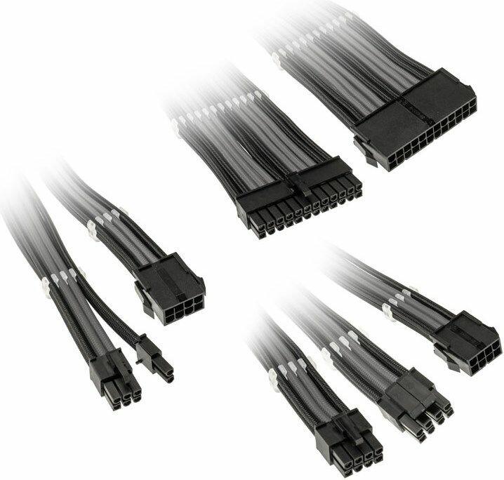 Produktbild Kolink Core Adept Braided Cable Extension Kit - Black/Grey (35 cm, 20+4 pin ATX, 6+2 pin PCI-Express)