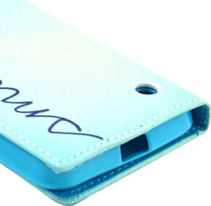 Produktbild König Design Handyhülle Tasche für Handy Nokia Lumia 630 635 Schriftzug Smile Blau (Nokia Lumia 630, Huawei Y635)