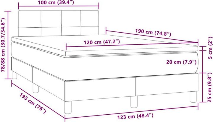 Produktbild vidaXL Boxspringbett (120 x 190 cm)