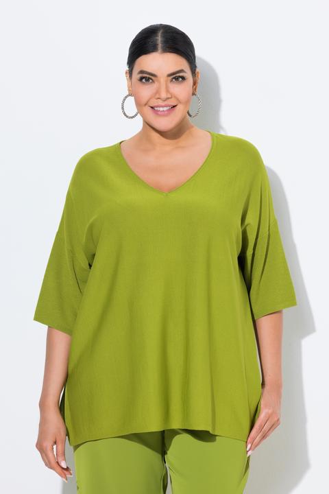 Produktbild Ulla Popken Pullover, Oversized, V-Ausschnitt, Halbarm (54)