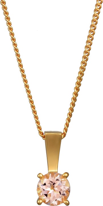 Elli PREMIUM Halskette Solitär Morganit Edelstein 925 Silber vergoldet (925 Sterling Silber)