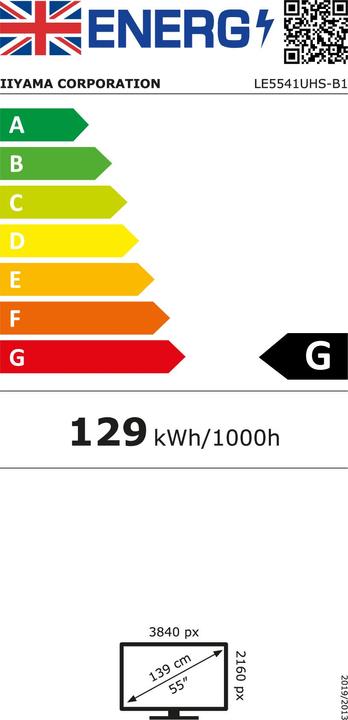 Energie-Label iiyama ProLite LE5541UHS-B1 (3840 x 2160 Pixel, 55")