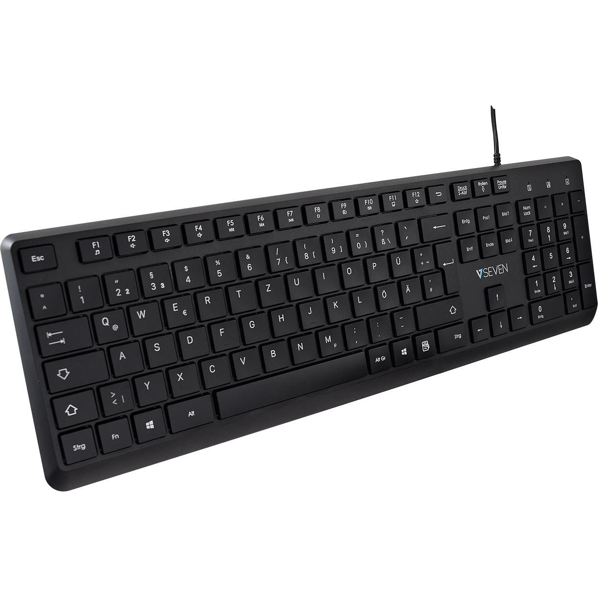 Thumbnail - V7 USB Pro Keyboard Mouse De (DE, Kabelgebunden), Tastatur, Schwarz