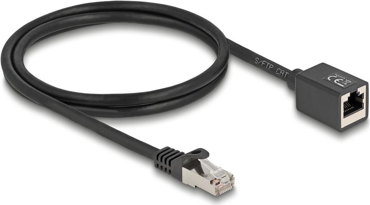 Produktbild Delock Netzwerk Verlängerungskabel RJ45 Stecker zu RJ45 Buch (S/FTP, CAT6a, 1 m)