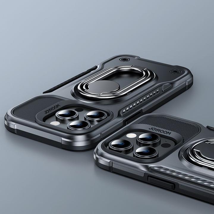 Actual product image Joyroom Dual Hinge case for iPhone 14 Pro armored case with a stand and a ring holder black (Apple iPhone 14 Pro)