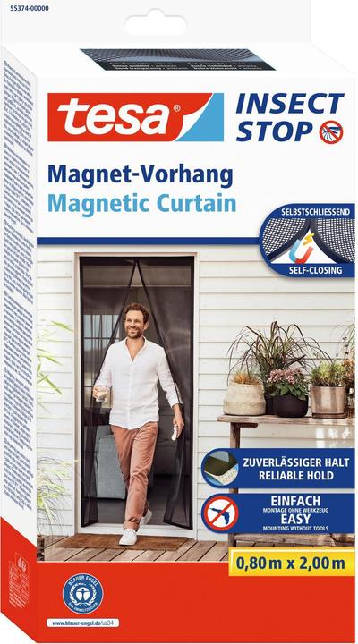 Actual product image tesa Insect screen magnetic curtain for balcony and patio doors, self-closing, mounting without drilling (80 x 200 cm)