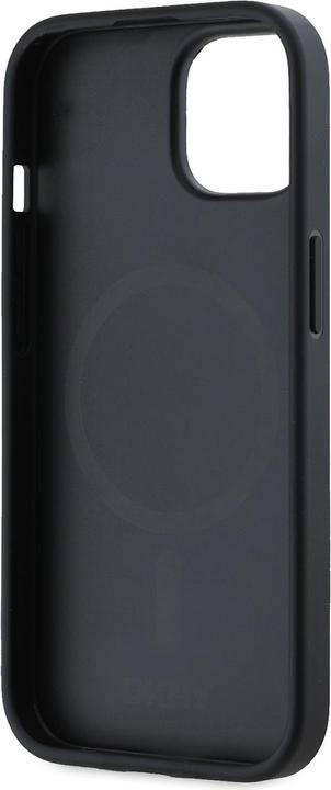 Actual product image DKNY PU Leather Silver Metal Logo Magsafe Case for iPhone 14 Black (Apple iPhone 14)