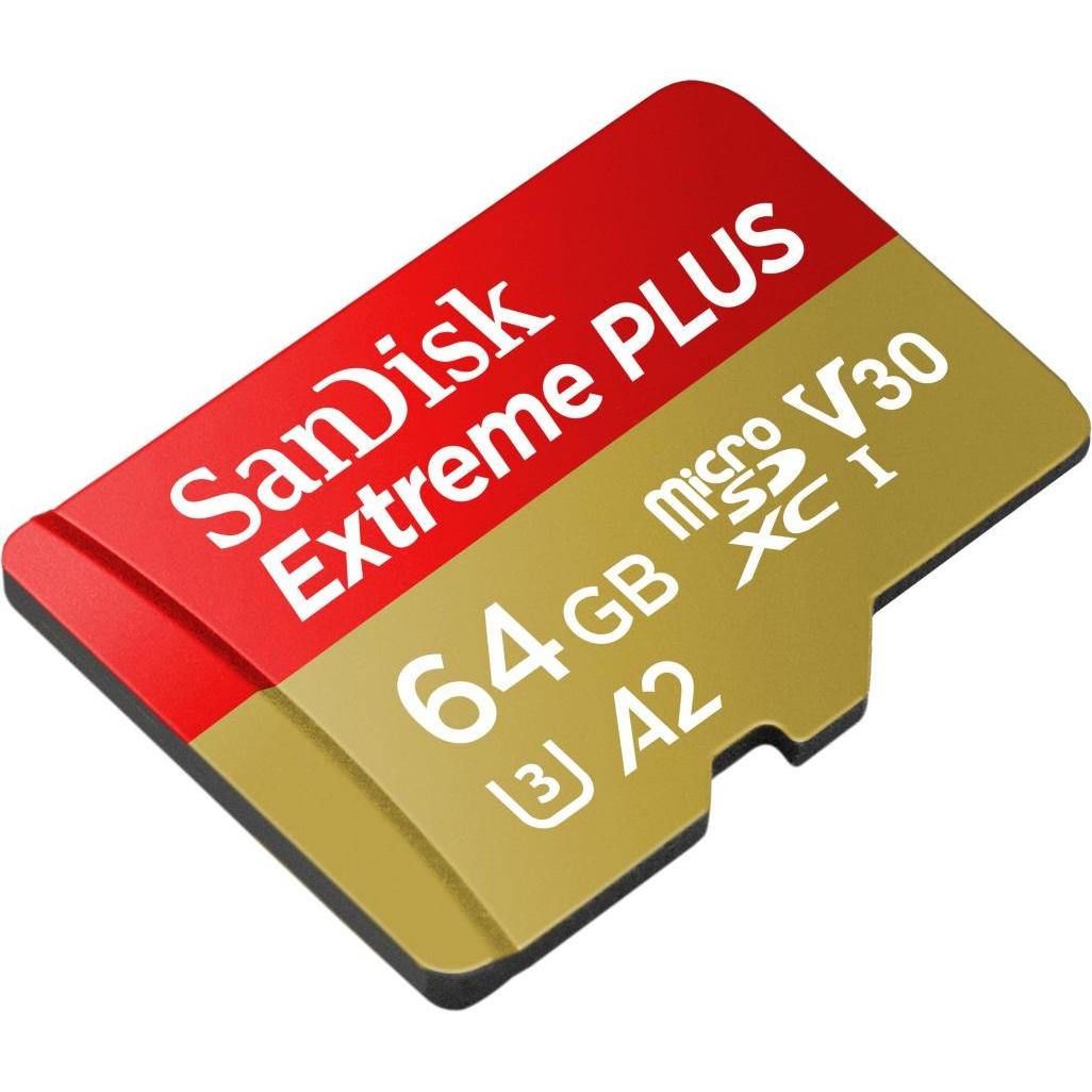 Thumbnail - SanDisk Extreme Plus (64 GB, microSDXC, U3, UHS-I), Speicherkarte, Rot, Gold