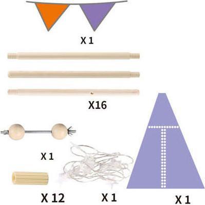 Thumbnail - Luxuriöses Tipi-Zelt in Blau mit Lichtern, 128 cm