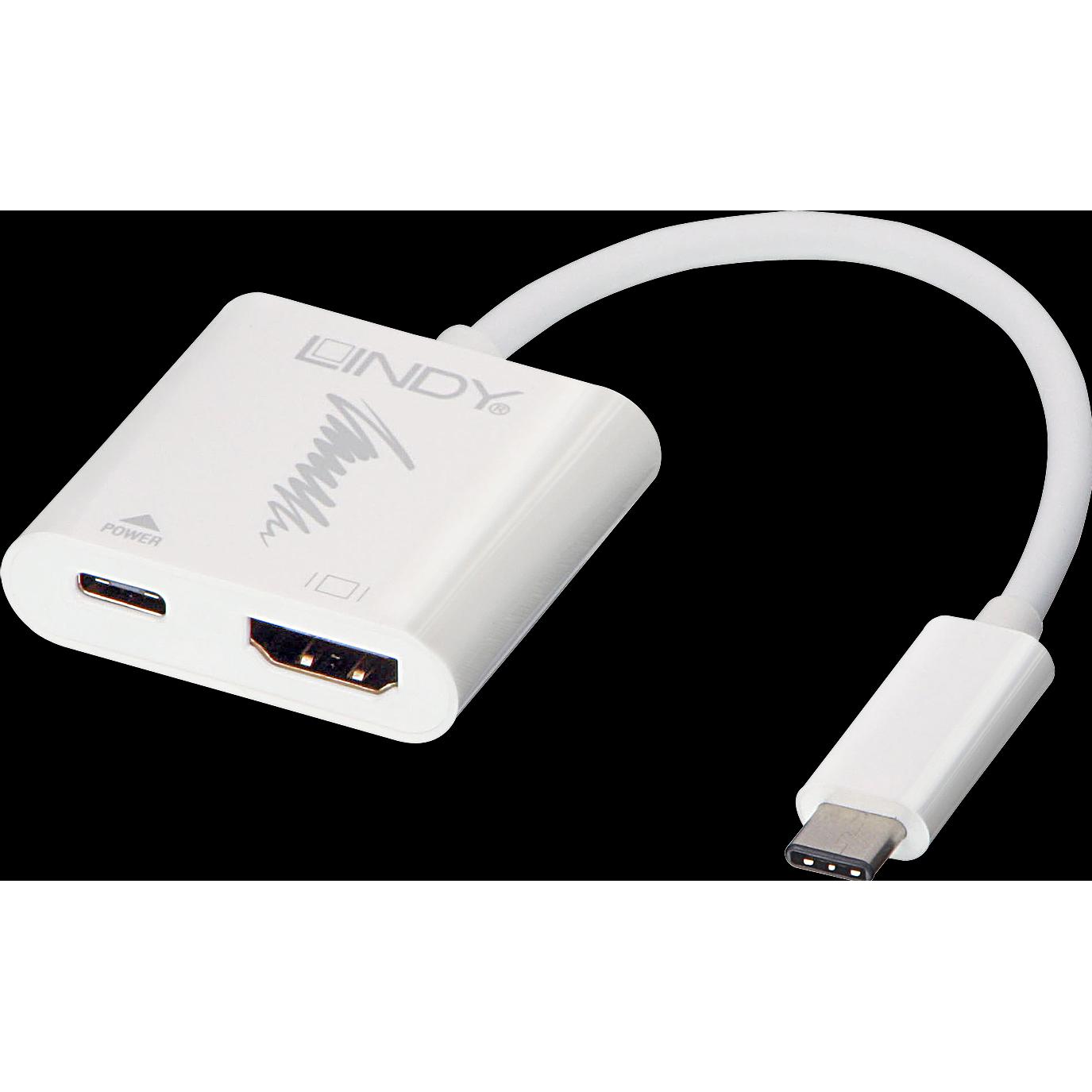 Thumbnail - Lindy USB 3.1 Typ C HDMI USB Typ A PD- (HDMI, USB-A, 15 cm), Data + Video Adapter, Weiss