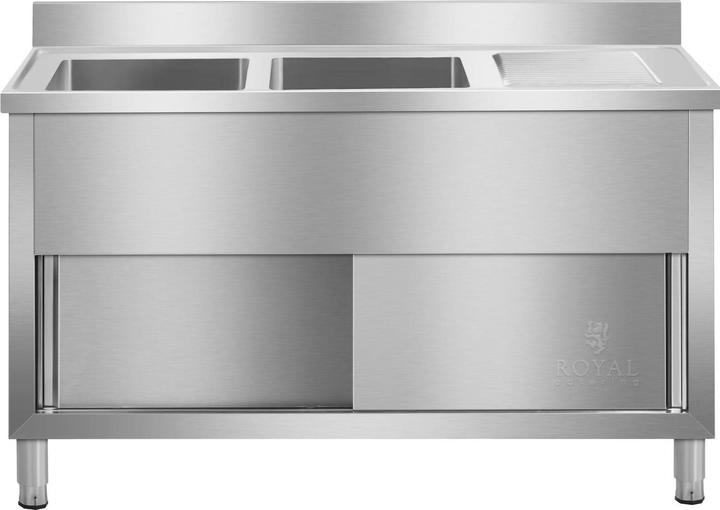 Actual product image Royal Catering Double Sink Cabinet - 140 cm (64 cm, 140 cm)