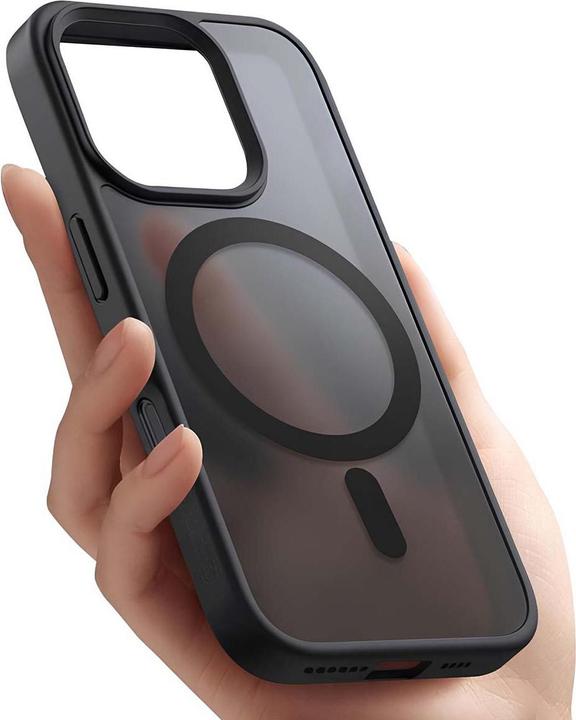 Image du produit Crong Hybrid Frost MAG Cover – MagSafe Hülle für iPhone 16 (Schwarz) (Apple iPhone 16)