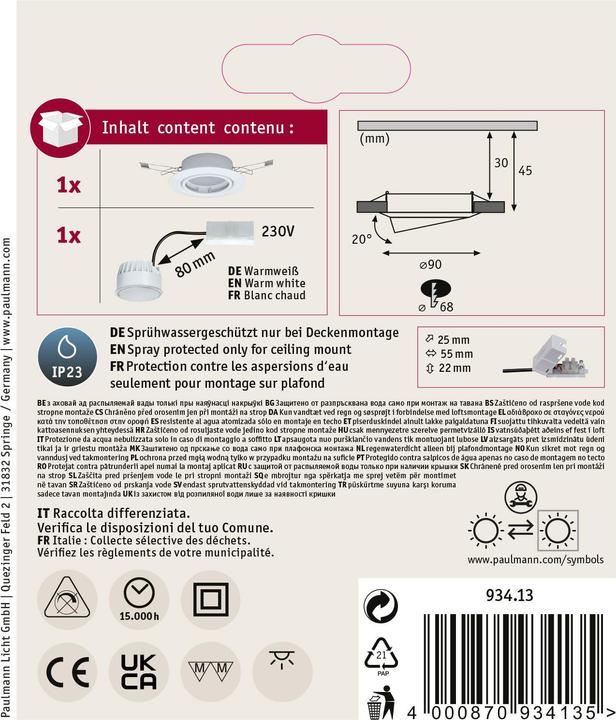 Produktbild Paulmann Einbauleuchte Base Set (350 lm)