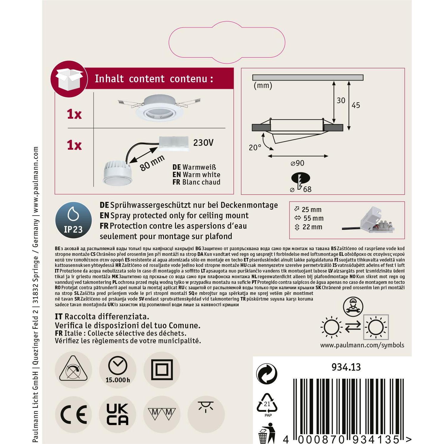 Thumbnail - Paulmann, Wandleuchte + Deckenleuchte, Einbauleuchte Base Set (350 lm)
