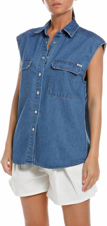 Immagine prodotto Replay Camicia di jeans a maniche corte con design fresco e mix cotone-lino (M)