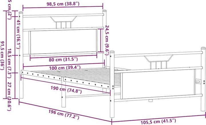 Image du produit vidaXL Bettgestell (100 x 190 cm)