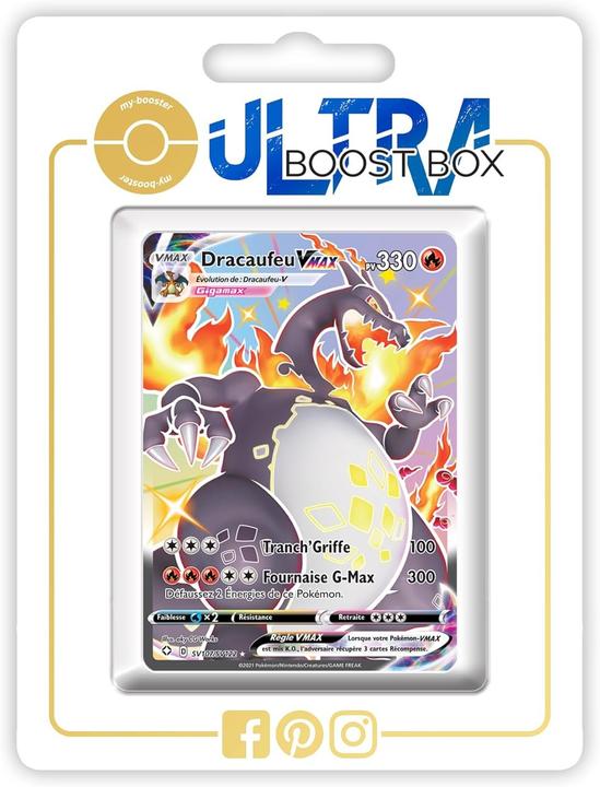 Image du produit My-booster Dracaufeu VMAX Shiny Pleine Page - Destinées Radieuses - 10 Cartes Pokémon Françaises (Français, Coffret & Collection)