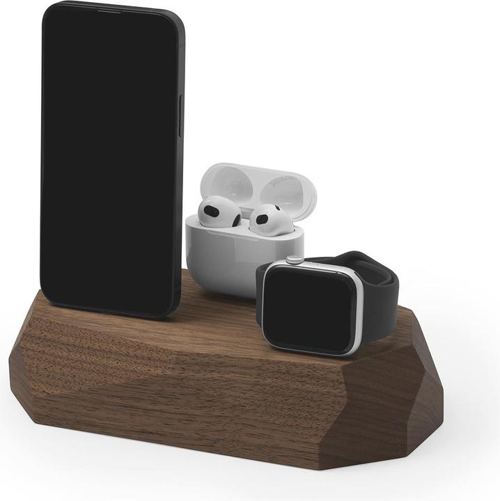 Actual product image Oakywood Triple Dock - Wooden docking station for three devices - 1 x Lightning, 1 x USB-C