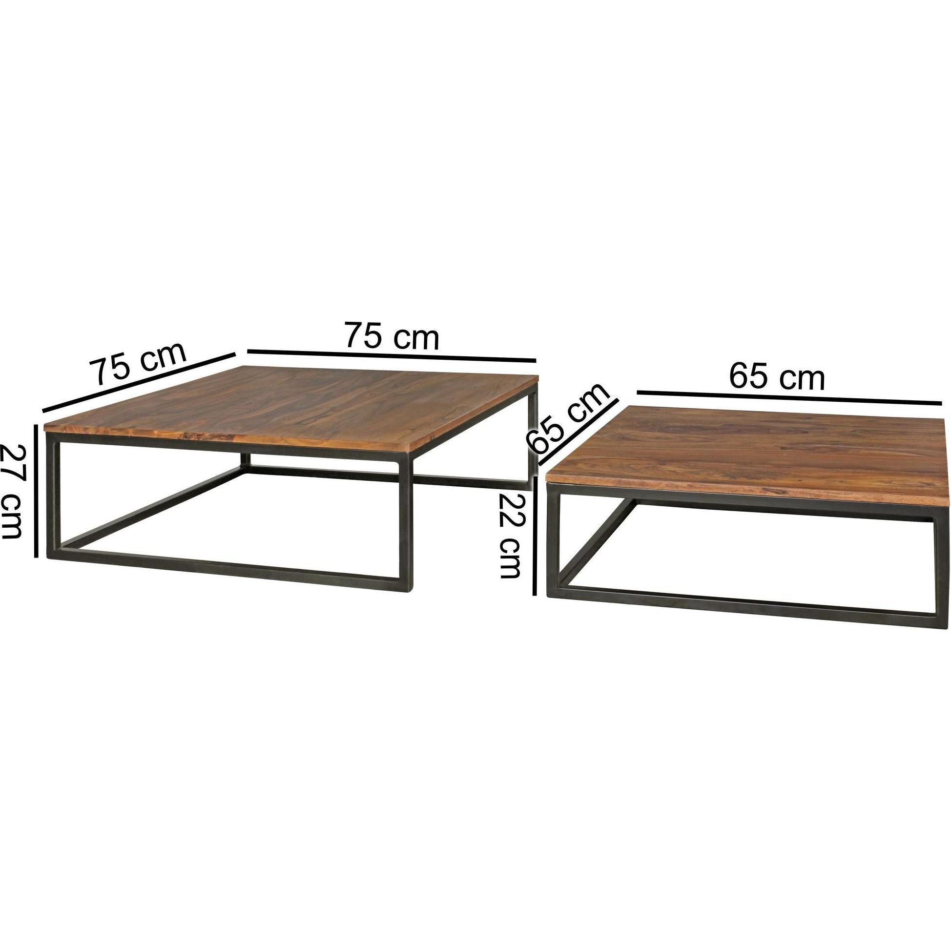Thumbnail - FineBuy, Couchtisch + Beistelltisch, Satztisch Braun (75 x 27 x 75 cm)