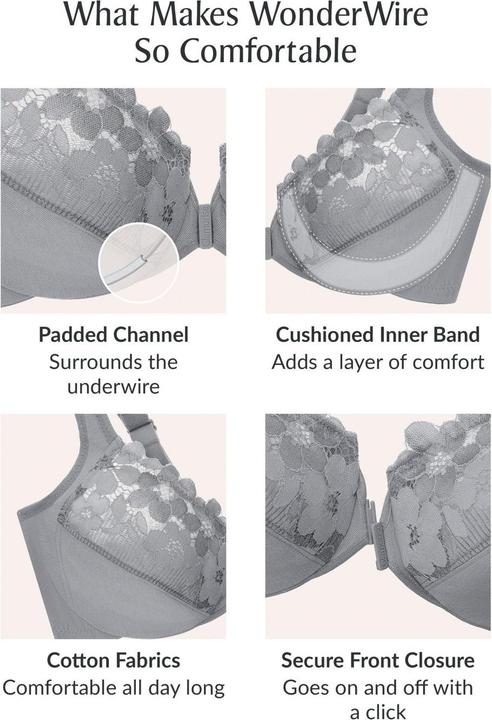 Glamorise Reggiseno in Cotone con Chiusura Anteriore WonderWire (44 G)