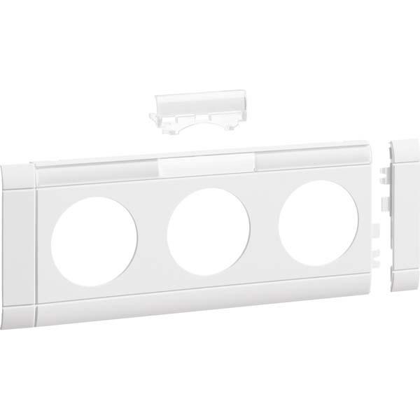 Hager, Kabelschutz + Kabelführung, Blende 3fach Steckdose GB080319010 hfr OT80mm beschriftbar reinweiss (90 mm)