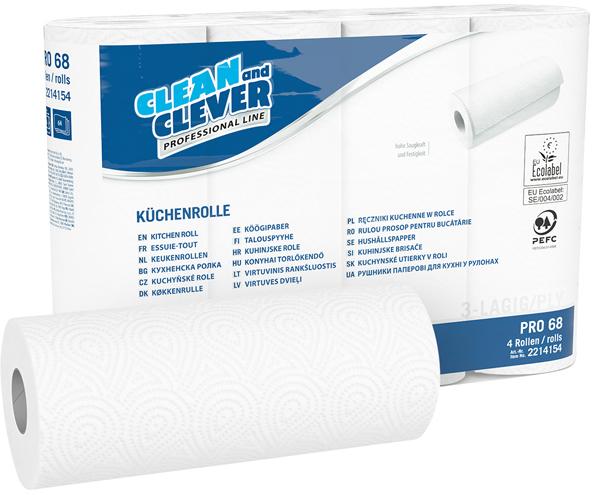 Produktbild Clean and Clever Küchenrolle PRO 68 (4x)