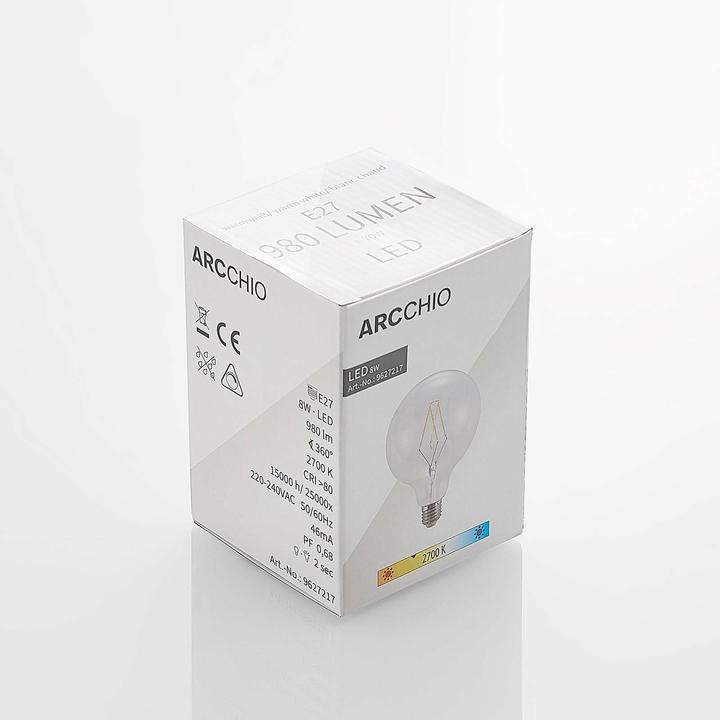 Image du produit Arcchio Ampoule LED E27 8W 2.700K G95 Globe, filament, claire (E27, 8 W, 980 lm, 1 x, E)