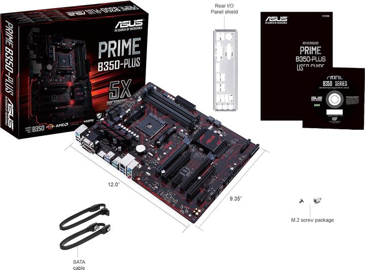 Actual product image ASUS Prime B350-Plus (AM4, AMD B350, ATX)