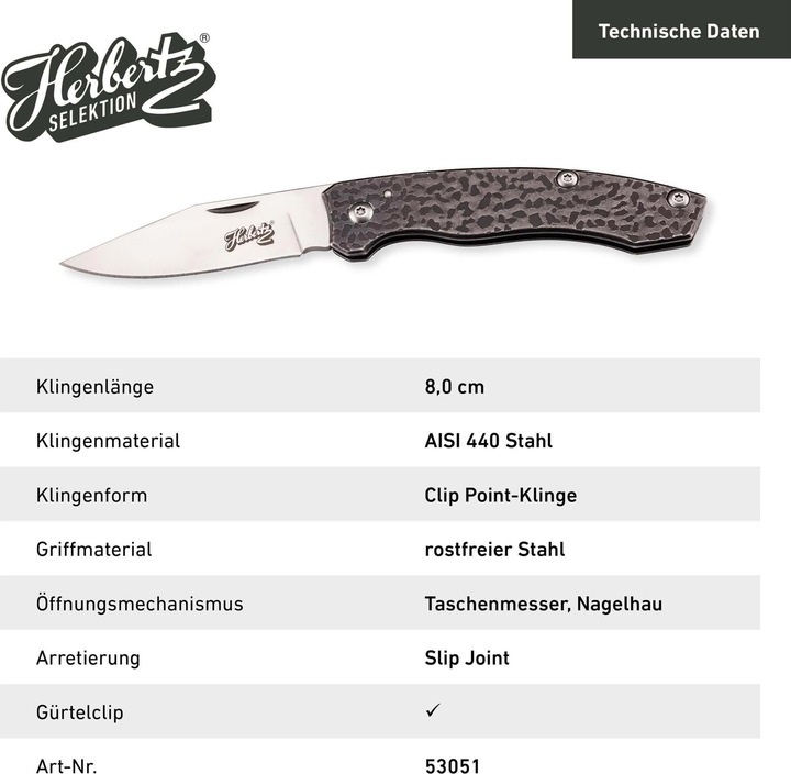 Produktbild Herbertz Taschenmesser Edelstahl (8 cm)