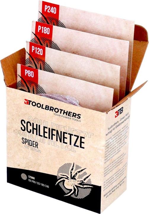 Produktbild Tool Brothers Toolbrothers SPIDER Schleifset Netz Schleifmittel Schleifnetze 125 mm Klett je 10x P80 / P120 / (P120, P180, P240, P80)