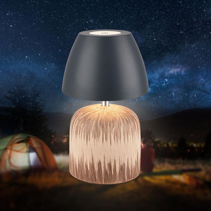 Actual product image Briloner Brilo unplugged CERA Akku LED Tischleuchte mit Touchdimmer- Anthrazit, Holz (200 lm)