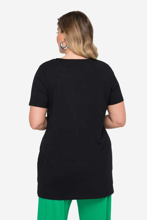 Image du produit Miamoda T-shirt long avec col rond et manches courtes. Motif TROPICAL (44)
