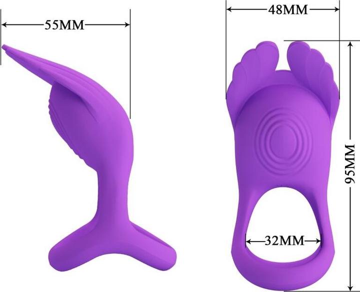 Actual product image Pretty Love Vibrant Penis Ring 7 Vibrations Purple Silicone (4.80 cm)
