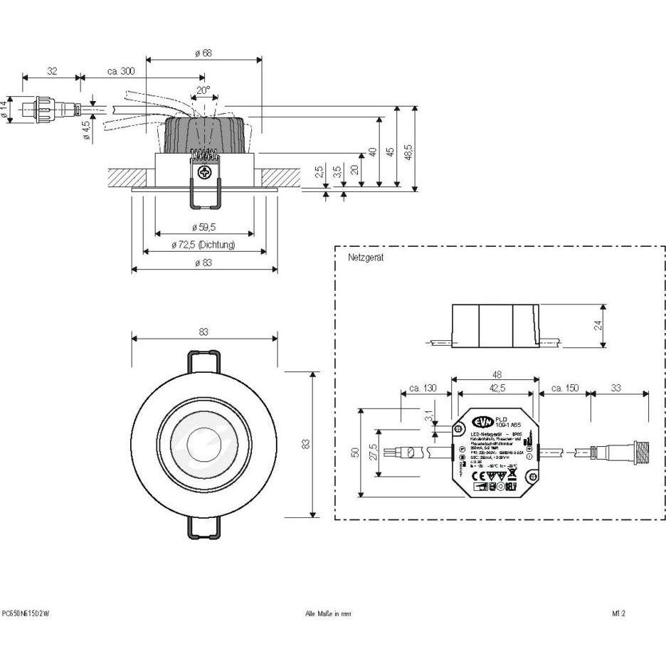 Thumbnail - EVN, Wandleuchte + Deckenleuchte, PC650N615D2W (600 lm)