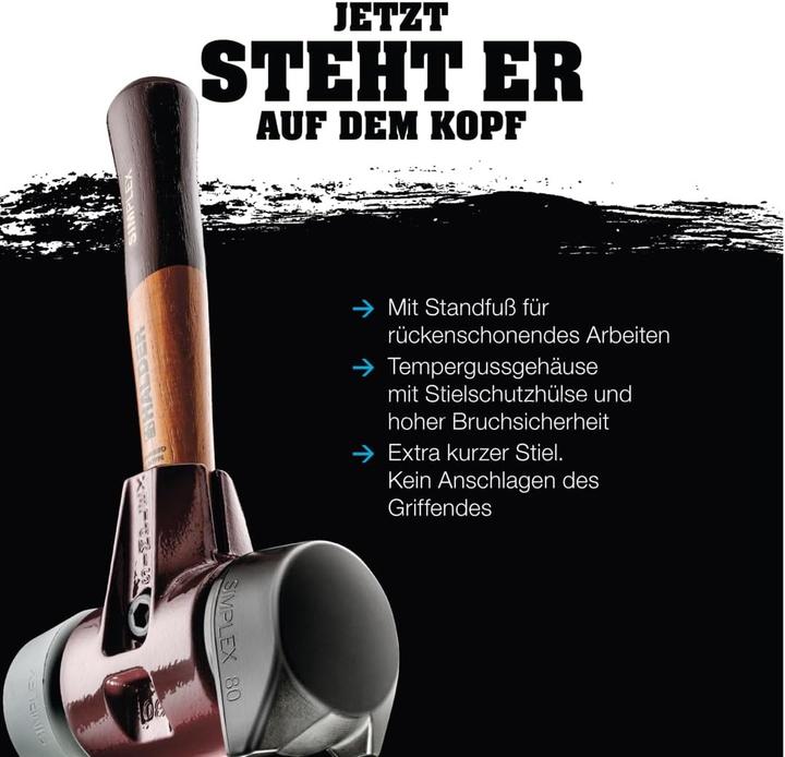 Produktbild Halder SIMPLEX-Schonhammer Tempergussgehäuse Holzstiel (2775 g)