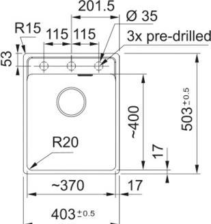 Immagine prodotto Franke Bitte in Hybris oder Grundatentext in SAP-ERP in IT pflegen!! (Lavello montato, 50.30 cm, 40.30 cm)