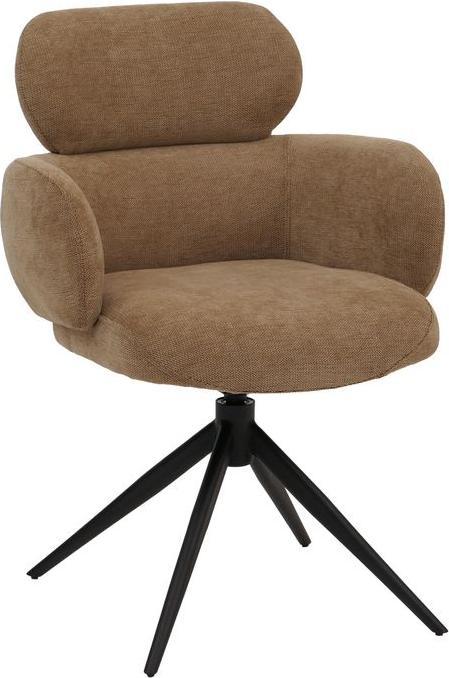 Immagine prodotto Mendler Esszimmerstuhl HWC-O77, drehbar Auto-Return, Stoff (310g/m²) Chenille Öko-Tex – hellbraun