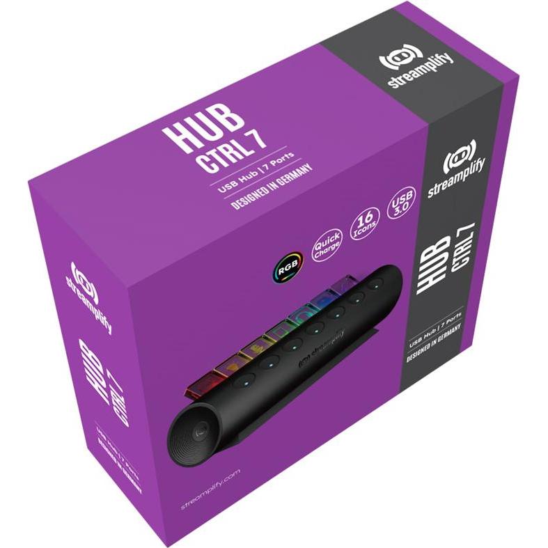 Thumbnail - Streamplify Hub Ctrl 7 Slot (USB-A, 7 Ports), Dockingstation + USB Hub, Schwarz