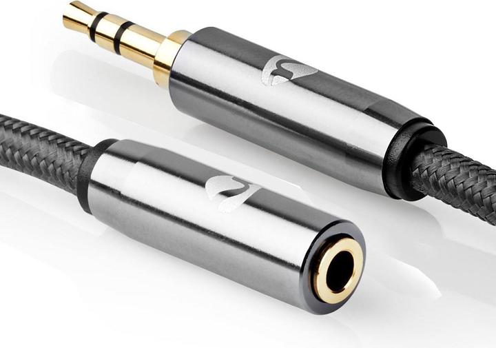 Immagine prodotto Nedis Cavo audio stereo 3,5 mm maschio 3,5 mm femmina placcato oro 2,00 m rotondo grigio / grigio canna (2 m)