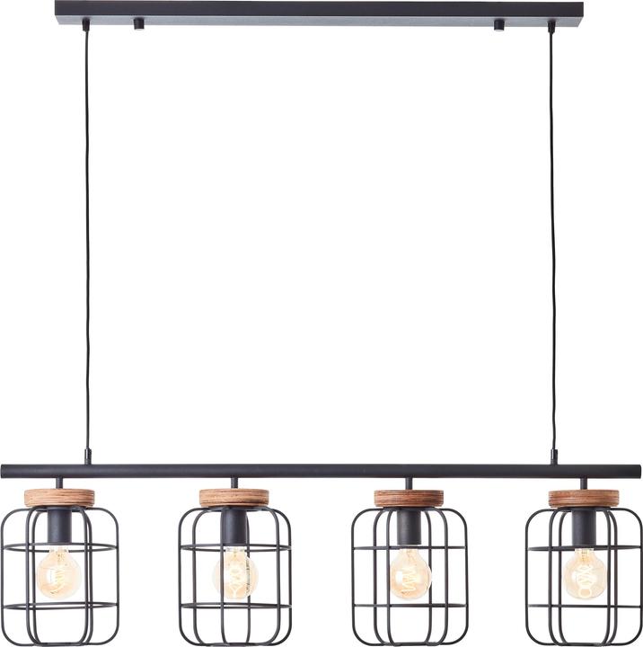 Produktbild Brilliant Hanglamp Gwen E27 max 4x40W - Zwart/Hout (E27)