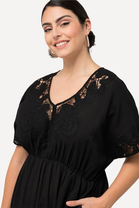 Immagine prodotto Ulla Popken Abito dal taglio oversize con ricami, scollo a V e mezze maniche (46, 48)