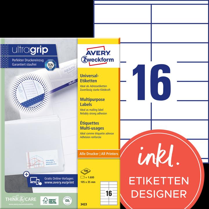 Actual product image Avery Universal labels