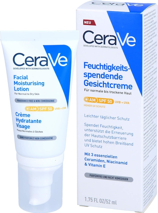 Actual product image CeraVe Moisturizing Facial Lotion (52 ml, 24h cream, SPF 50)