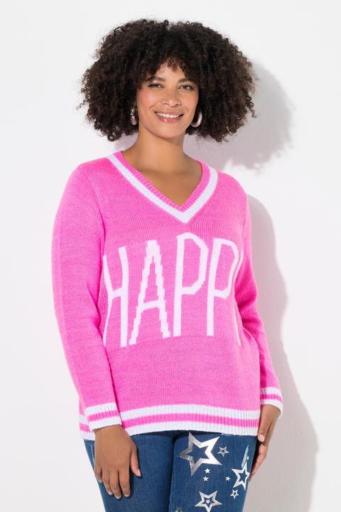 Produktbild Angel of Style Pullover, Straight Fit, HAPPY Schriftzug, Langarm (54, 56)