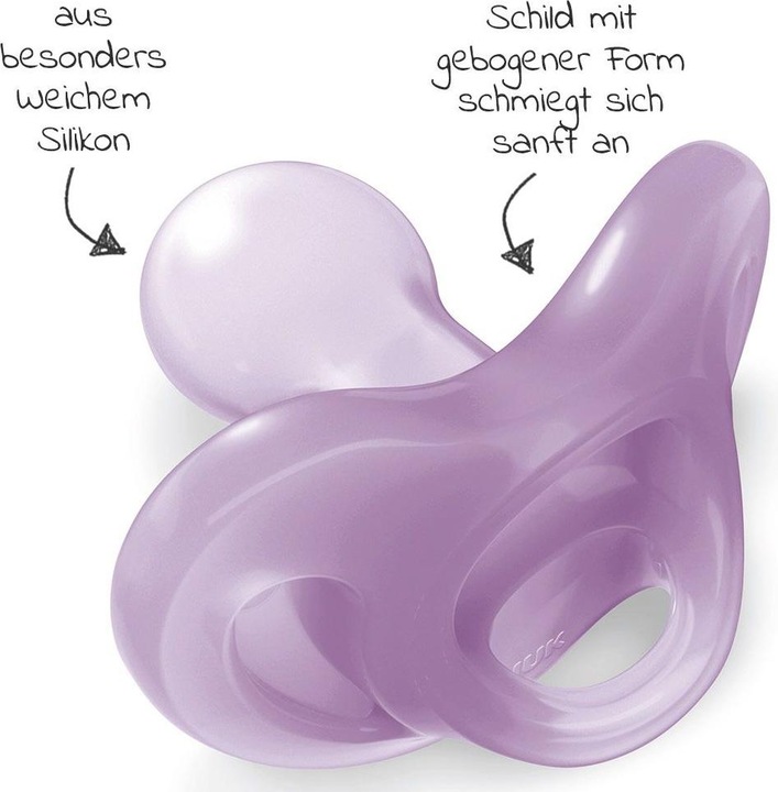 Produktbild NUK Sensitive Schnuller 100% weiches Silikon, kiefergerechte Form, 6-18 Monate, 2 Stück, lila & r... (2 x, ab 6 Monaten)