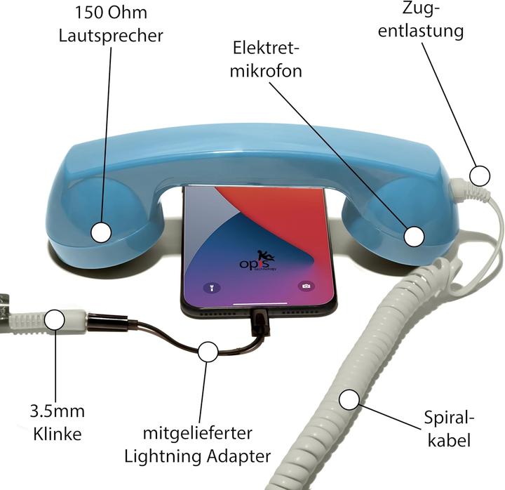 Produktbild Opis Technology Retro Telefonhörer für iPhone mit Lightning-Anschluss